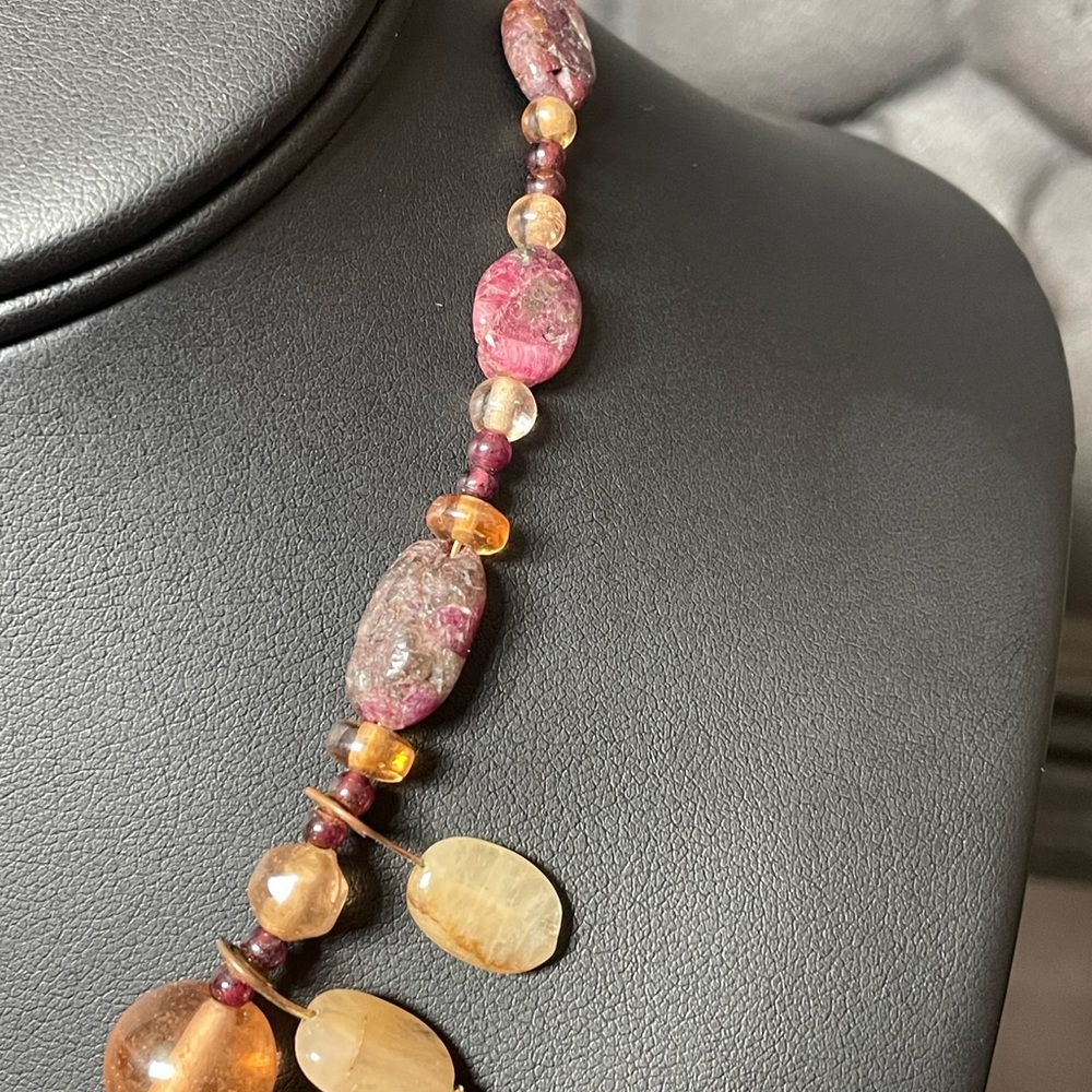 Tourmaline, Agate, Vintage beaded artisan necklace - Picture 8 of 8